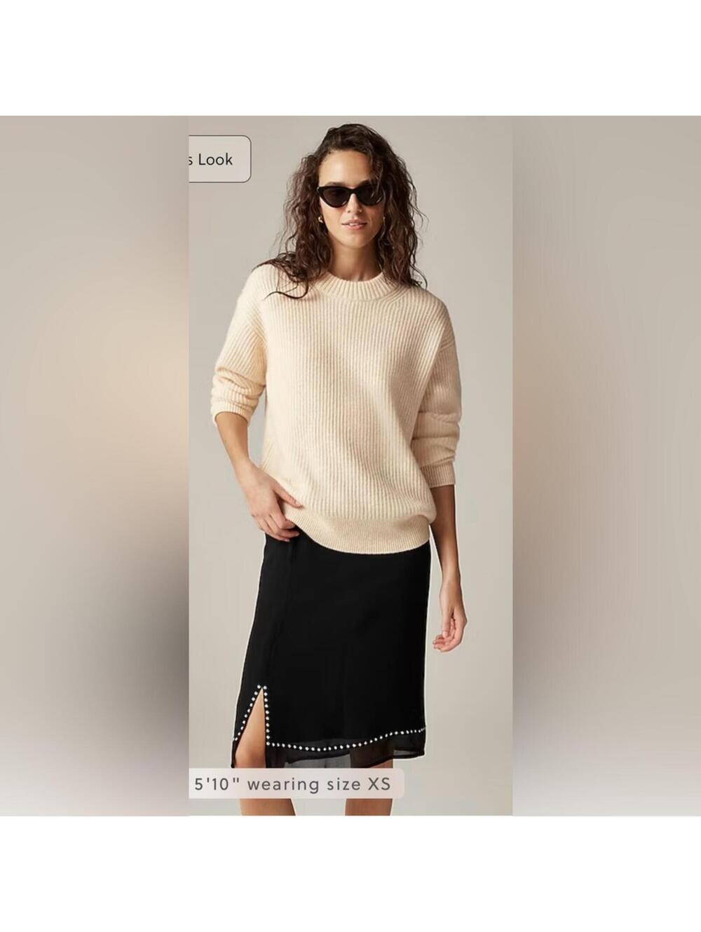 J.Crew Ribbed Cashmere Oversized Sweater Cream XS